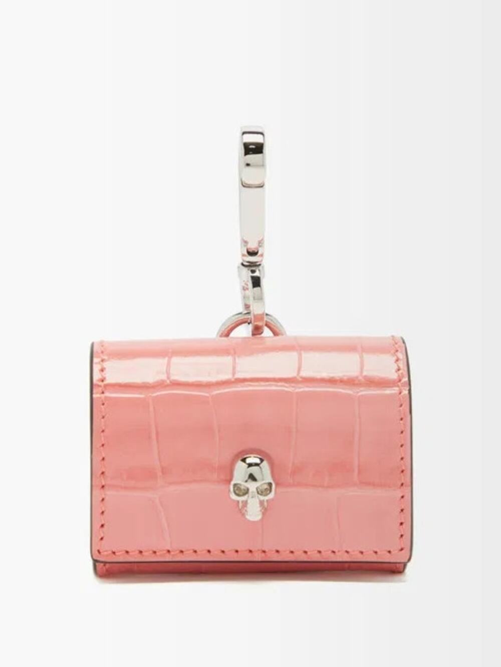 Alexander McQueen Crocodile-Effect Leather AirPods Pro Case ~ Pink